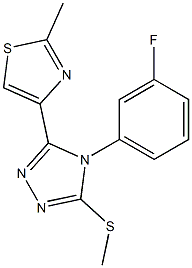 4-[4-(3-fluorophenyl)-5-(methylthio)-4H-1,2,4-triazol-3-yl]-2-methyl-1,3-thiazole 구조식 이미지