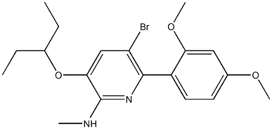 5-BROMO-6-(2,4-DIMETHOXYPHENYL)-3-(1-ETHYLPROPOXY)-N-METHYLPYRIDIN-2-AMINE 구조식 이미지