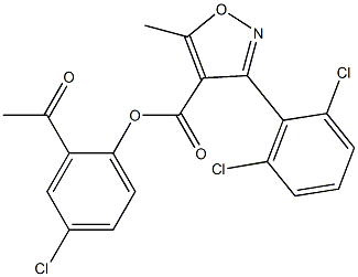 2-acetyl-4-chlorophenyl 3-(2,6-dichlorophenyl)-5-methylisoxazole-4-carboxylate 구조식 이미지