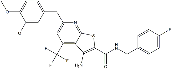 3-amino-6-(3,4-dimethoxybenzyl)-N-(4-fluorobenzyl)-4-(trifluoromethyl)thieno[2,3-b]pyridine-2-carboxamide Structure