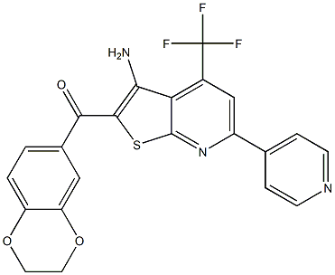 [3-amino-6-(4-pyridinyl)-4-(trifluoromethyl)thieno[2,3-b]pyridin-2-yl](2,3-dihydro-1,4-benzodioxin-6-yl)methanone 구조식 이미지