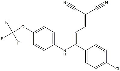 2-{3-(4-chlorophenyl)-3-[4-(trifluoromethoxy)anilino]prop-2-enylidene}malon onitrile Structure