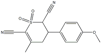 3-(4-methoxyphenyl)-5-methyl-1,1-dioxo-1,2,3,4-tetrahydro-1lambda~6~-thiine-2,6-dicarbonitrile 구조식 이미지