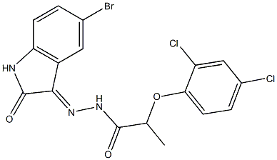 N'-(5-bromo-2-oxo-1,2-dihydro-3H-indol-3-yliden)-2-(2,4-dichlorophenoxy)propanohydrazide 구조식 이미지