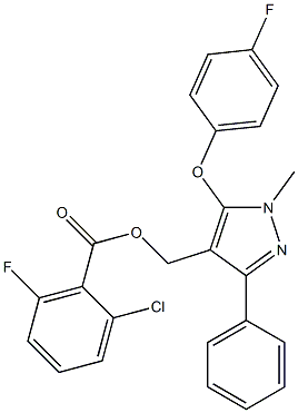 [5-(4-fluorophenoxy)-1-methyl-3-phenyl-1H-pyrazol-4-yl]methyl 2-chloro-6-fluorobenzenecarboxylate 구조식 이미지