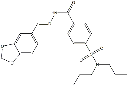 N1,N1-dipropyl-4-{[2-(1,3-benzodioxol-5-ylmethylidene)hydrazino]carbonyl}benzene-1-sulfonamide 구조식 이미지