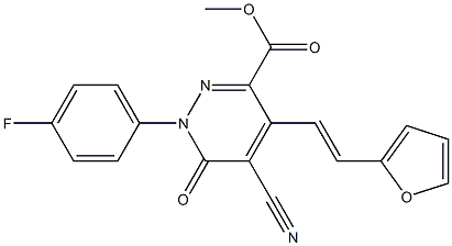 methyl 5-cyano-1-(4-fluorophenyl)-4-[(E)-2-(2-furyl)ethenyl]-6-oxo-1,6-dihydro-3-pyridazinecarboxylate 구조식 이미지