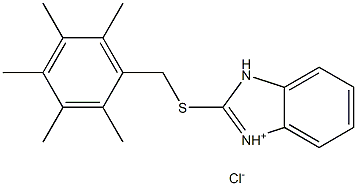 2-[(2,3,4,5,6-pentamethylbenzyl)thio]-3H-benzo[d]imidazol-1-ium chloride 구조식 이미지