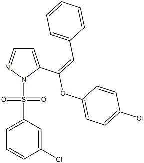 5-[1-(4-chlorophenoxy)-2-phenylvinyl]-1-[(3-chlorophenyl)sulfonyl]-1H-pyrazole 구조식 이미지