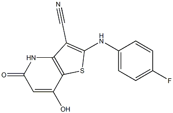 2-(4-fluoroanilino)-7-hydroxy-5-oxo-4,5-dihydrothieno[3,2-b]pyridine-3-carbonitrile 구조식 이미지