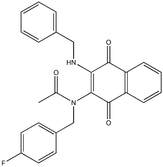 N-[3-(benzylamino)-1,4-dioxo-1,4-dihydro-2-naphthalenyl]-N-(4-fluorobenzyl)acetamide 구조식 이미지
