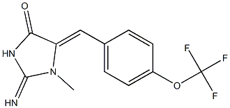 2-imino-1-methyl-5-{(Z)-[4-(trifluoromethoxy)phenyl]methylidene}dihydro-1H-imidazol-4-one 구조식 이미지