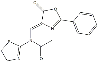 N-(4,5-dihydro-1,3-thiazol-2-yl)-N-{[5-oxo-2-phenyl-1,3-oxazol-4(5H)-yliden]methyl}acetamide 구조식 이미지