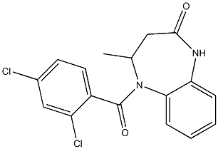 5-(2,4-dichlorobenzoyl)-4-methyl-2,3,4,5-tetrahydro-1H-1,5-benzodiazepin-2-one 구조식 이미지