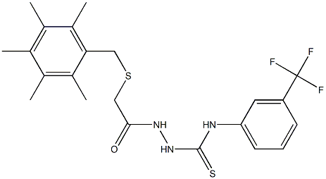 N1-[3-(trifluoromethyl)phenyl]-2-{2-[(2,3,4,5,6-pentamethylbenzyl)thio]acetyl}hydrazine-1-carbothioamide Structure