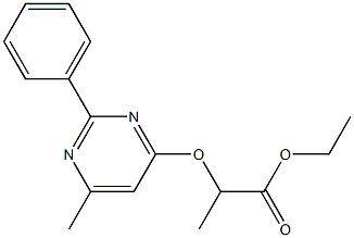 ethyl 2-[(6-methyl-2-phenyl-4-pyrimidinyl)oxy]propanoate 구조식 이미지