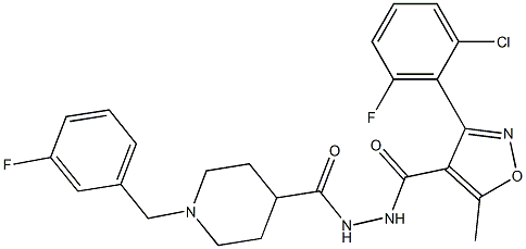 3-(2-chloro-6-fluorophenyl)-N'-{[1-(3-fluorobenzyl)-4-piperidinyl]carbonyl}-5-methyl-4-isoxazolecarbohydrazide Structure