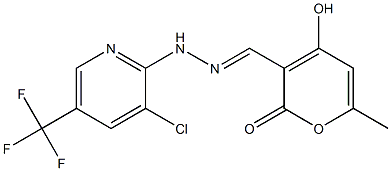 4-hydroxy-6-methyl-2-oxo-2H-pyran-3-carbaldehyde N-[3-chloro-5-(trifluoromethyl)-2-pyridinyl]hydrazone 구조식 이미지
