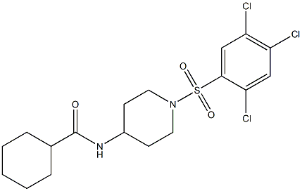 N-{1-[(2,4,5-trichlorophenyl)sulfonyl]piperidin-4-yl}cyclohexanecarboxamide 구조식 이미지