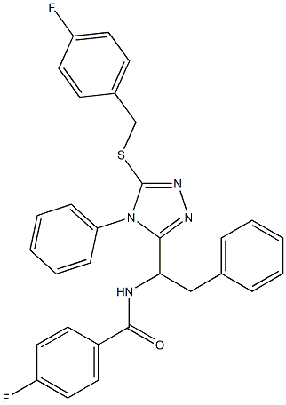 4-fluoro-N-(1-{5-[(4-fluorobenzyl)sulfanyl]-4-phenyl-4H-1,2,4-triazol-3-yl}-2-phenylethyl)benzenecarboxamide 구조식 이미지