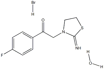 1-(4-fluorophenyl)-2-(2-imino-1,3-thiazolan-3-yl)ethan-1-one hydrobromidehydrate Structure