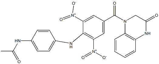 N-[4-(2,6-dinitro-4-{[3-oxo-3,4-dihydro-1(2H)-quinoxalinyl]carbonyl}anilino)phenyl]acetamide Structure