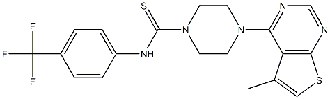 N1-[4-(trifluoromethyl)phenyl]-4-(5-methylthieno[2,3-d]pyrimidin-4-yl)piperazine-1-carbothioamide 구조식 이미지