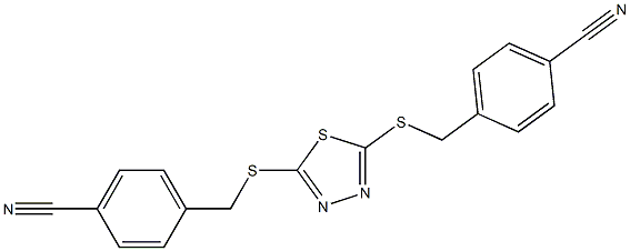 4-[({5-[(4-cyanobenzyl)thio]-1,3,4-thiadiazol-2-yl}thio)methyl]benzonitrile Structure