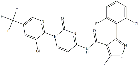 3-(2-chloro-6-fluorophenyl)-N-{1-[3-chloro-5-(trifluoromethyl)-2-pyridinyl]-2-oxo-1,2-dihydro-4-pyrimidinyl}-5-methyl-4-isoxazolecarboxamide 구조식 이미지