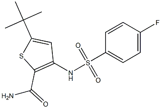 5-(tert-butyl)-3-{[(4-fluorophenyl)sulfonyl]amino}thiophene-2-carboxamide Structure