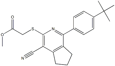 methyl 2-({1-[4-(tert-butyl)phenyl]-4-cyano-6,7-dihydro-5H-cyclopenta[c]pyridin-3-yl}sulfanyl)acetate Structure