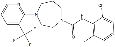 N1-(2-chloro-6-methylphenyl)-4-[3-(trifluoromethyl)-2-pyridyl]-1,4-diazepane-1-carboxamide 구조식 이미지