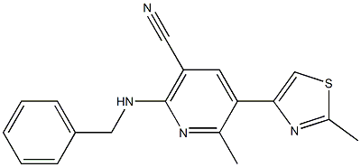 2-(benzylamino)-6-methyl-5-(2-methyl-1,3-thiazol-4-yl)nicotinonitrile Structure