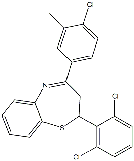 4-(4-chloro-3-methylphenyl)-2-(2,6-dichlorophenyl)-2,3-dihydro-1,5-benzothiazepine Structure