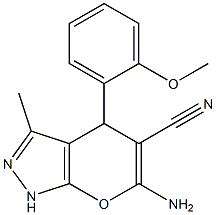 6-amino-4-(2-methoxyphenyl)-3-methyl-1,4-dihydropyrano[2,3-c]pyrazole-5-carbonitrile Structure