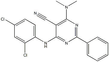 4-(2,4-dichloroanilino)-6-(dimethylamino)-2-phenylpyrimidine-5-carbonitrile 구조식 이미지