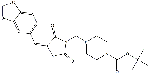 tert-butyl 4-{[4-(1,3-benzodioxol-5-ylmethylene)-5-oxo-2-thioxo-1-imidazolidinyl]methyl}tetrahydro-1(2H)-pyrazinecarboxylate Structure
