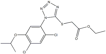 ethyl 2-{[1-(2,4-dichloro-5-isopropoxyphenyl)-1H-1,2,3,4-tetraazol-5-yl]sulfanyl}acetate 구조식 이미지