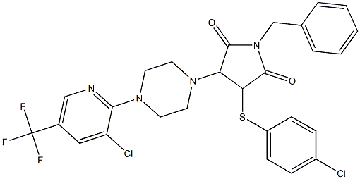 1-benzyl-3-[(4-chlorophenyl)sulfanyl]-4-{4-[3-chloro-5-(trifluoromethyl)-2-pyridinyl]piperazino}dihydro-1H-pyrrole-2,5-dione Structure