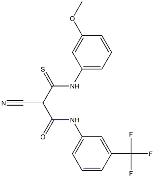 N1-[3-(trifluoromethyl)phenyl]-2-cyano-3-(3-methoxyanilino)-3-thioxopropana mide Structure