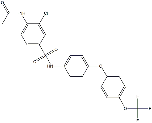 N1-[2-chloro-4-({4-[4-(trifluoromethoxy)phenoxy]anilino}sulfonyl)phenyl]acetamide 구조식 이미지