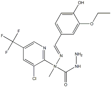 N''-[3-chloro-5-(trifluoromethyl)-2-pyridinyl]-N'''-[(E)-(3-ethoxy-4-hydroxyphenyl)methylidene]-N''-methylcarbonic dihydrazide Structure