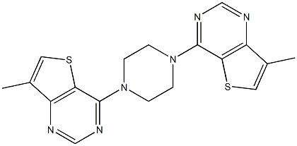 7-methyl-4-[4-(7-methylthieno[3,2-d]pyrimidin-4-yl)piperazino]thieno[3,2-d]pyrimidine Structure