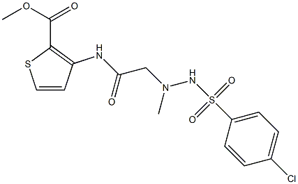 methyl 3-[(2-{2-[(4-chlorophenyl)sulfonyl]-1-methylhydrazino}acetyl)amino]-2-thiophenecarboxylate 구조식 이미지