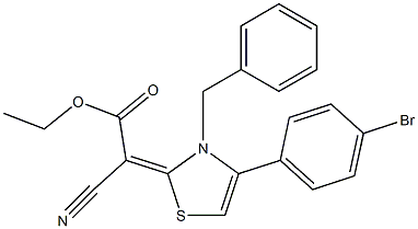 ethyl 2-[3-benzyl-4-(4-bromophenyl)-2,3-dihydro-1,3-thiazol-2-yliden]-2-cyanoacetate 구조식 이미지