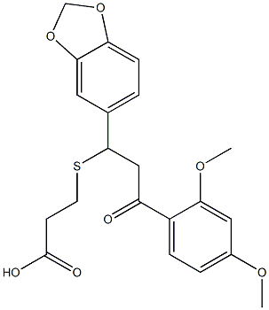 3-{[1-(1,3-benzodioxol-5-yl)-3-(2,4-dimethoxyphenyl)-3-oxopropyl]thio}propanoic acid Structure