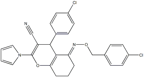 5-{[(4-chlorobenzyl)oxy]imino}-4-(4-chlorophenyl)-2-(1H-pyrrol-1-yl)-5,6,7,8-tetrahydro-4H-chromene-3-carbonitrile Structure