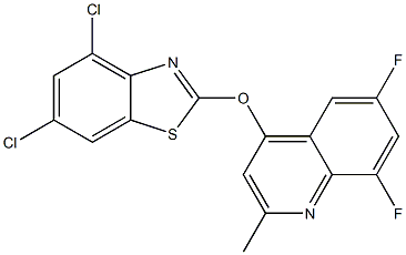 4,6-dichloro-2-[(6,8-difluoro-2-methyl-4-quinolyl)oxy]-1,3-benzothiazole 구조식 이미지