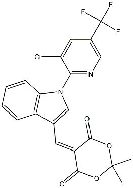 5-({1-[3-chloro-5-(trifluoromethyl)-2-pyridinyl]-1H-indol-3-yl}methylene)-2,2-dimethyl-1,3-dioxane-4,6-dione 구조식 이미지