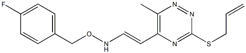 N-{(E)-2-[3-(allylsulfanyl)-6-methyl-1,2,4-triazin-5-yl]ethenyl}-O-(4-fluorobenzyl)hydroxylamine 구조식 이미지